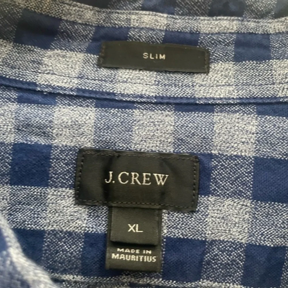 J. Crew‎ Jaspe blue cotton gingham button down slim fit men’s XL
